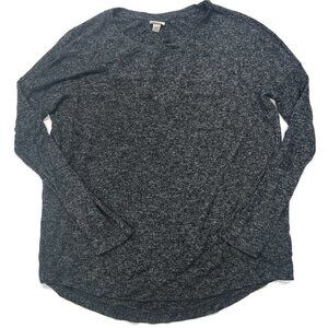 Merona Womens Sweater XS Gray Heather Pullover Long Sleeve Pocket Crewneck Light